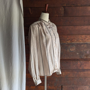 90s Vintage Striped Peach Polyester Blouse