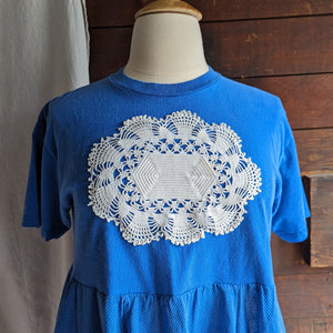 Upcycled Blue T-Shirt Swing Dress