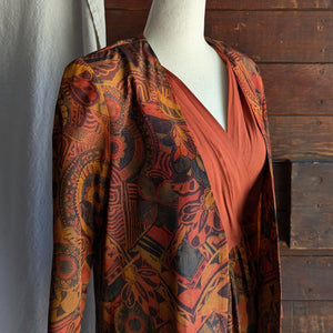 90s Vintage Orange Rayon Blend Jacket and Dress Set