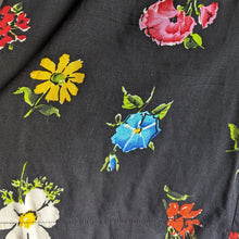 Load image into Gallery viewer, 90s Rayon Black Floral Top &amp; Shorts Set
