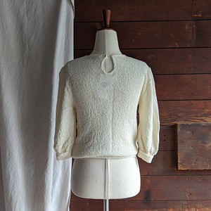 70s Vintage Cream Lace Acrylic Knit Top