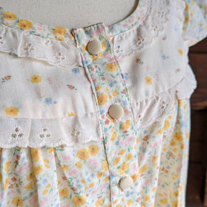 70s Vintage Floral Cotton Maxi House Dress