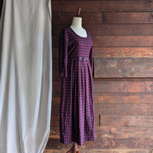 Load image into Gallery viewer, 90s Vintage Purple Poly-Rayon Checkered Dress
