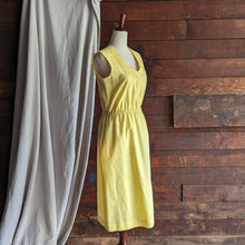 Load image into Gallery viewer, 70s Vintage Yellow Linen Midi Dress
