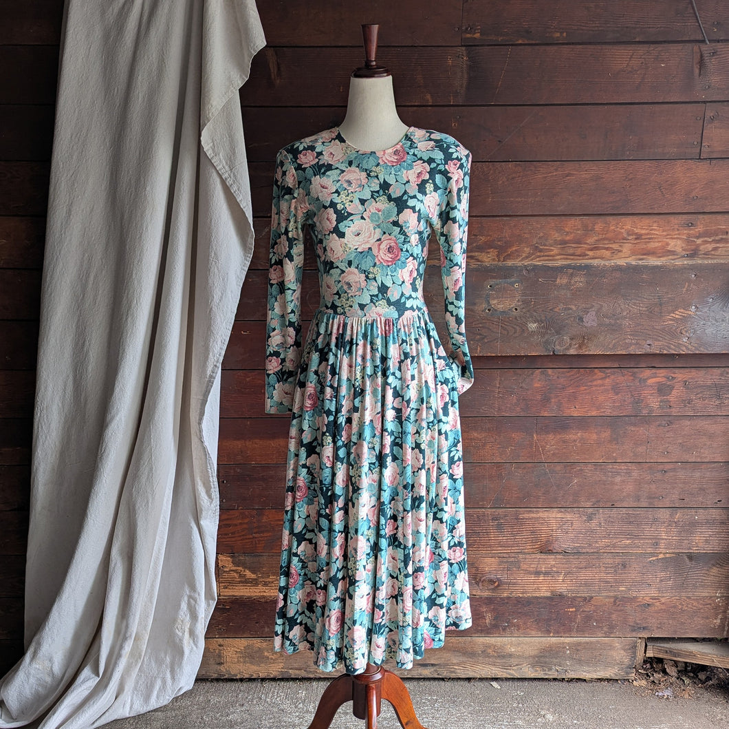 90s Vintage Jersey Knit Rose Dress – Forager Vintage