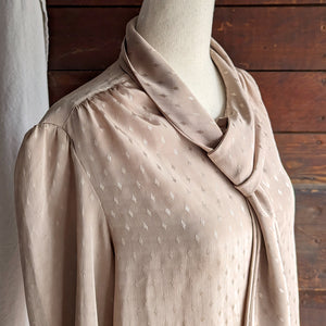 90s Vintage Taupe Polyester Blouse