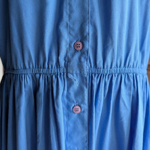 90s Vintage Blue Shortsleeve Maxi Shirtdress