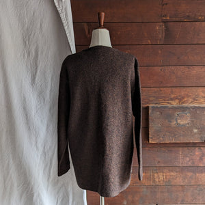90s Vintage Brown Leaf Wool Cardigan