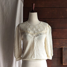 Load image into Gallery viewer, 70s Vintage Cream Lace Acrylic Knit Top
