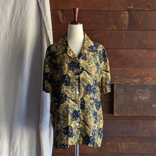 Load image into Gallery viewer, Brown and Blue Leaf Print Silk Blouse
