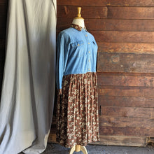 Load image into Gallery viewer, 90s Vintage Denim Sunflower Maxi Dress
