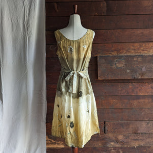 90s/Y2K Vintage Yellow and Brown Polyester Midi Dress