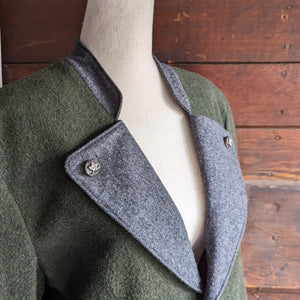 90s Vintage Green and Grey Wool Blend Blazer