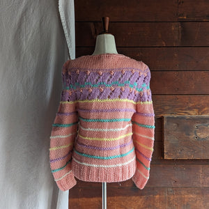 80s Vintage Pink Acrylic Chunky Knit Sweater
