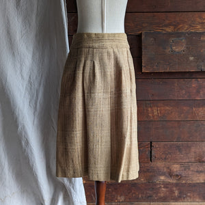 80s Vintage Brown Wool Midi Wrap Skirt