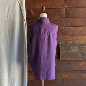 90s Vintage Fringed Purple Silk Top