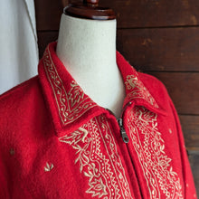 Load image into Gallery viewer, 90s Vintage Red Wool Blend Embroidered Jacket
