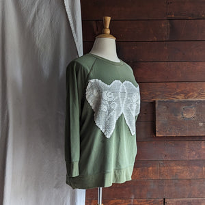 Patchwork Olive Green Doily Sweatshirt
