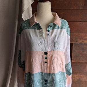 90s Vintage Funky Colorblock Button Up Shirt