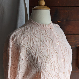 90s Vintage Plus Size Pink Knit Cardigan