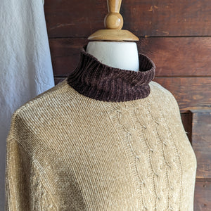 Vintage Plus Size Coffee and Cream Chenille Sweater