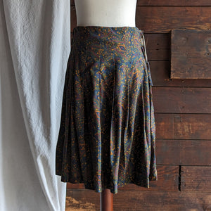 90s Vintage Paisley Pleated Rayon Skirt