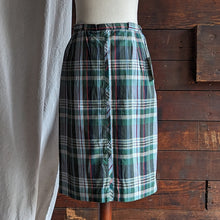 Load image into Gallery viewer, 60s Vintage Green Plaid Midi Skirt
