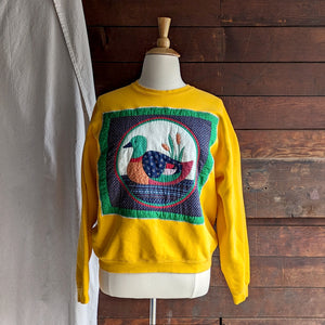 Patchwork Plus Size Yellow Duck Quilt Sweatshirt