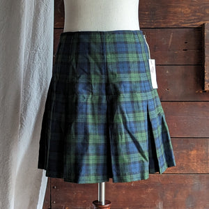 90s Vintage Green Plaid Rayon Blend Mini Skirt