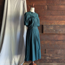 Load image into Gallery viewer, 80s/90s Vintage Dark Teal Rayon Blend Maxi Dress
