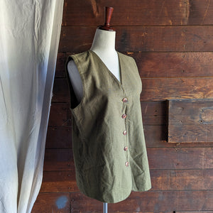 90s Vintage Olive Green Cotton Vest