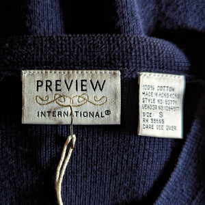 90s Vintage Navy Cotton Knit Cardigan