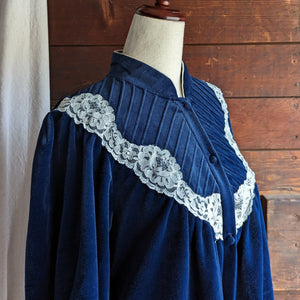 Vintage Blue Velvet House Dress