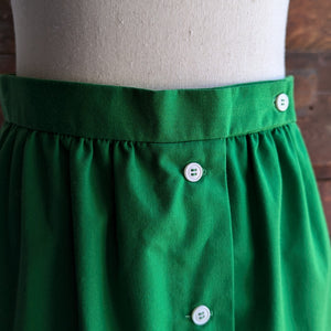 Vintage Green Button-Front Midi Skirt