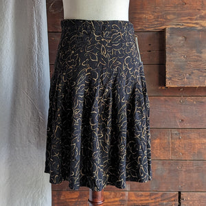 90s Vintage Flared Black Rayon Mini Skirt
