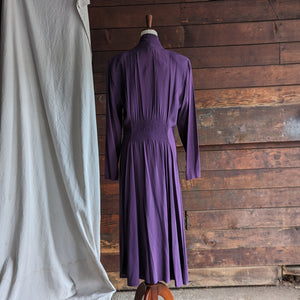 80s Vintage Purple Rayon Maxi Dress