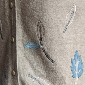 Grey Embroidered Wool Vest