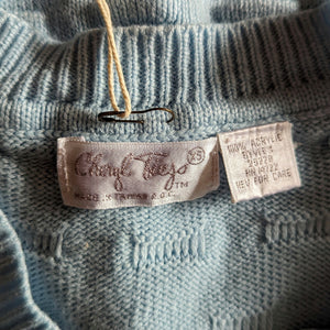 80s Vintage Blue Acrylic Knit Sweater Vest