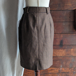 90s Vintage Brown Wool Pencil Skirt