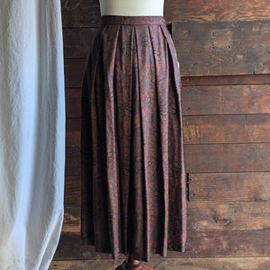 90s Vintage Reddish Paisley Midi Skirt