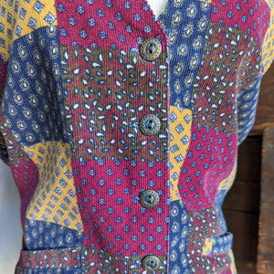 90s Vintage Corduroy Patchwork Vest