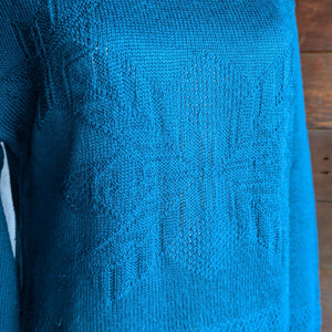 90s Vintage Blue Knit Turtleneck Sweater