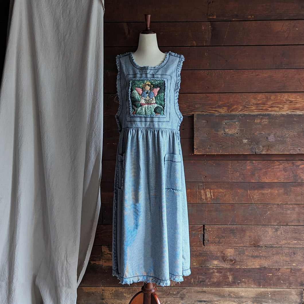 90s Vintage Pinafore Dress with Velcro Panel