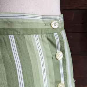 70s Vintage Striped Green A-line Skirt