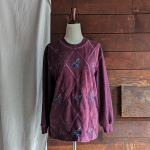 90s Vintage Purple Embroidered Sweatshirt