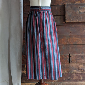 70s/80s Vintage Rayon Blend Striped Midi Skirt