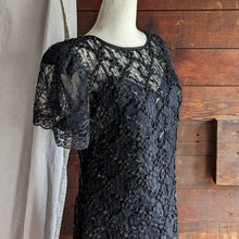 Load image into Gallery viewer, 90s Vintage Black Sequin and Lace Maxi Dress
