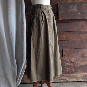 90s Vintage A-Line Olive-Brown Maxi Skirt