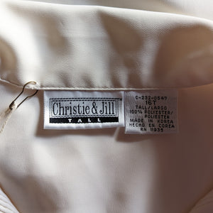 90s Vintage White Polyester Pintuck Blouse