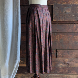 90s Vintage Reddish Paisley Midi Skirt